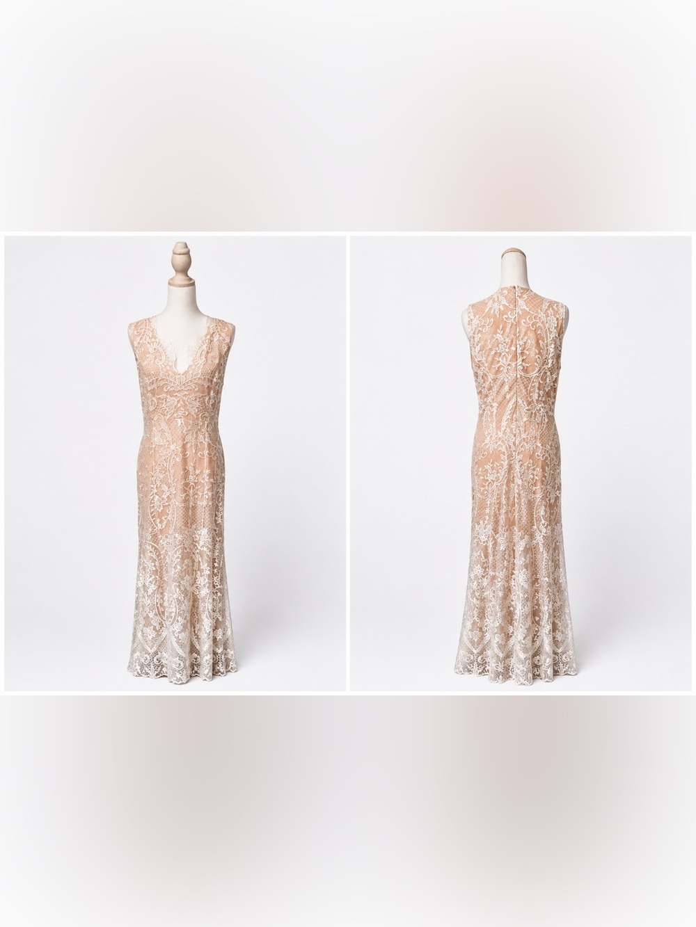 Source Unknown Blush Maxi Dress with White Lace Overlay